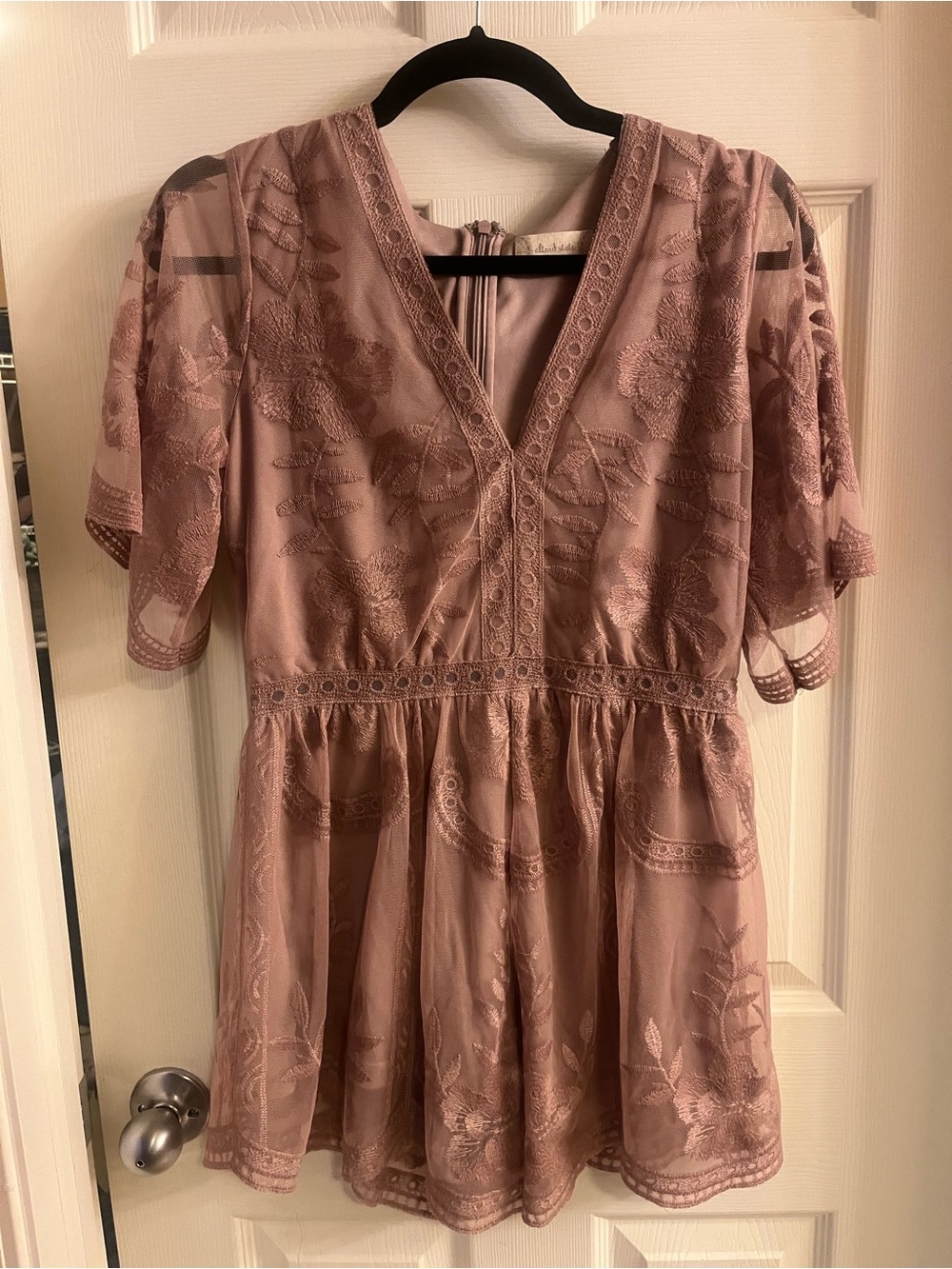 Altar'd State Bellwood Blush Pink Lace Romper